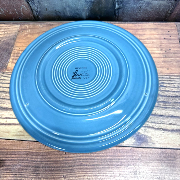 Vtg Fiestaware Dinner Plate 9.5" Turquoise Blue Teal Homer Laughlin Early Stamp - Picture 4 of 5